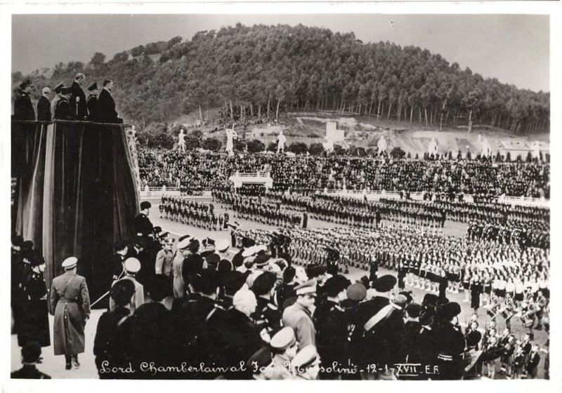 Lord Chamberlain Meets Mussolini WW2 Real Photo Postcard