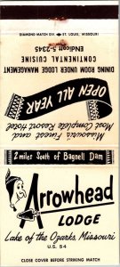 Vintage Matchbook Cover Arrowhead Lodge Lake of the Ozarks, Missouri MB174