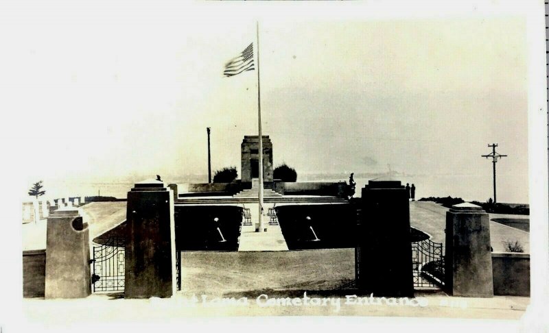 Postcard Point Loma Cemetery Entrance Fort Rosecrans San Diego CA Unposted RPPC