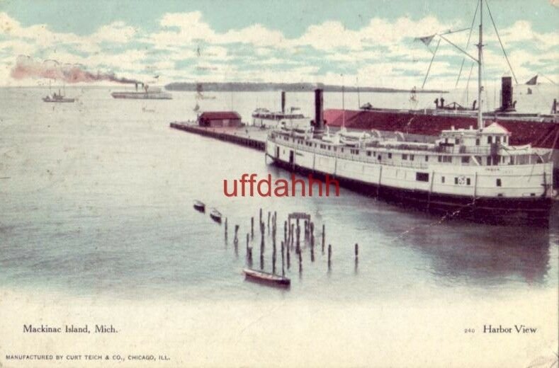 MACKINAC ISLAND, MI. HARBOR VIEW 1945