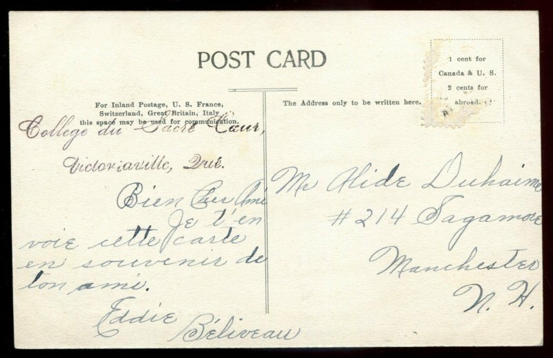 h3204 - VICTORIAVILLE Quebec Postcard 1910s College des Freres du Sacre Coeur