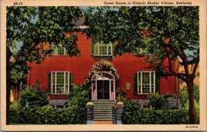 Vtg 1930s Guest House of Historic Shaker Village Kentucky Linen Postcard