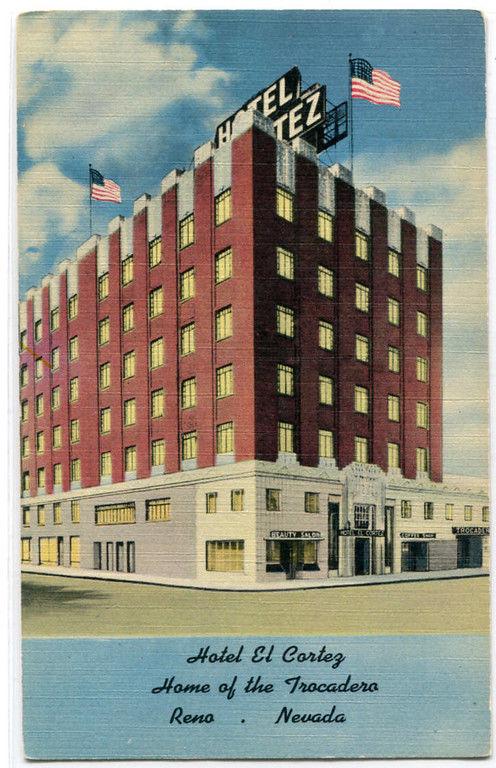 Hotel El Cortez Reno Nevada linen postcard