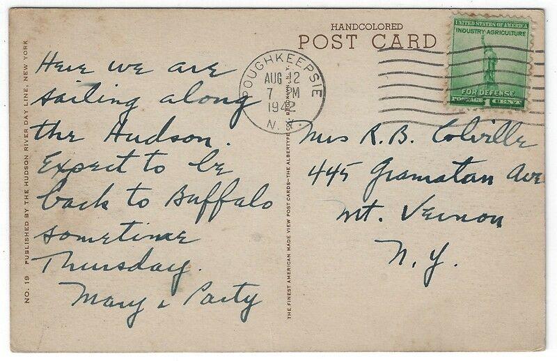 Vintage Postcard, The Hudson River Day Line Steamer, HENDRICK HUDSON, 1942