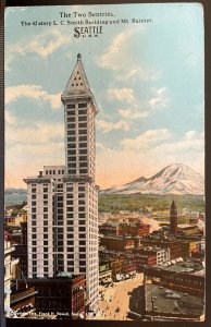 Vintage Postcard 1914 L.C. Smith Building & Mt. Ranier, Seattle, Washington (WA)