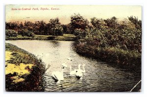 Postcard Scene In Central Park Topeka Kansas c1911 Postmark