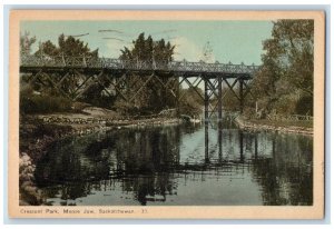 Moose Jaw Saskatchewan Canada Postcard Bridge View Crescent Park 1949