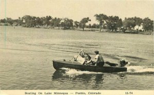Pueblo Colorado Boating Minnequa 11-74 1930s RPPC Photo Postcard 21-7692
