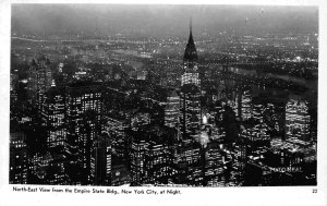 New York City Night North East View Empire State Building NYC NY RPPC postcard