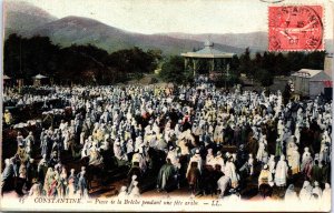 Algeria Constantine Place de Bréche pendant une fête Arabe Vintage Postcard C165