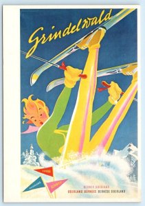 GRINDELWALD, SWITZERLAND ~ Art Deco Skier MARTIN PEIKERT 4x6 Repro Postcard