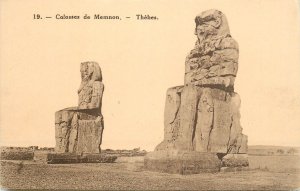 Postcard Egypt Thebes colosses de Memnon