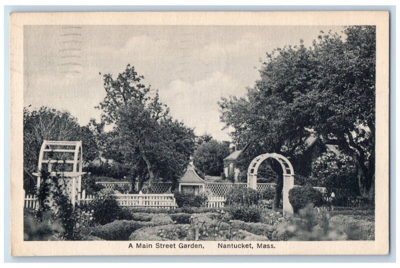 1943 A Main Street Garden Nantucket Massachusetts MA Vintage Postcard