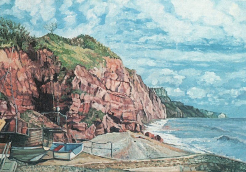 Vintage Postcard A Quiet Afternoon Eastern Cliffs by Ron Webb of Sidmouth Art