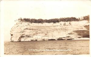 C93/ Munising Michigan Mi Real Photo RPPC Postcard c30s Indian Head Point