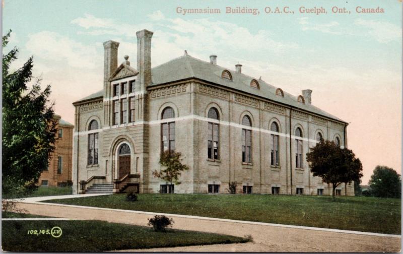 Gymnasium Building OAC Guelph Ontario ON Agriculture College Unused Postcard E19