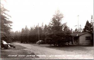 Real Photo Postcard Island View Lodge Motel in St. Ignace, Michigan~138856