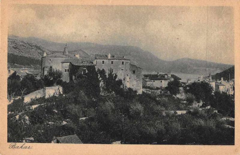 Bakar Croatia Fort Birds Eye View Antique Postcard J77865