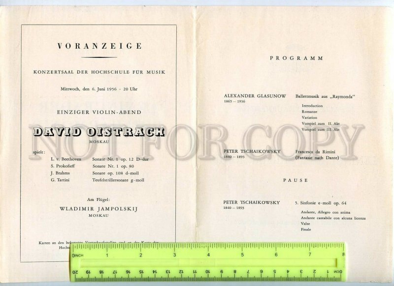 434823 1956 Theatrical program concert Symphony Orchestra Berlin Shpilberg