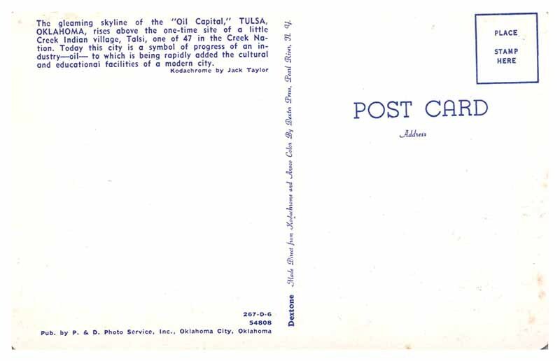 Postcard PANORAMIC SCENE Tulsa Oklahoma OK AR5267