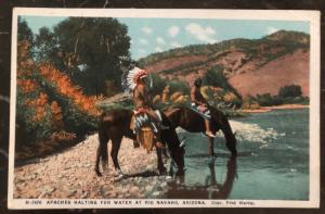 1920 USA Postcard Native American Indian cover Apaches Halting For Water