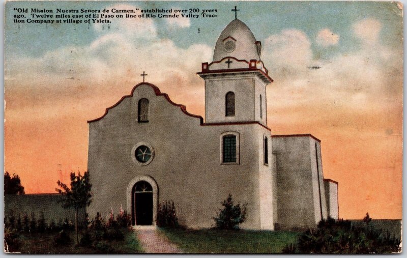 Rio Grande Valley, Texas TX, 1916 Old Mission Nuestra Senora De Carmen, Postcard