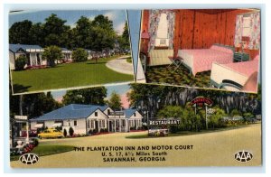 Plantation Inn Motor Court Savannah GA Georgia Postcard (AD8)