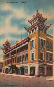 Vintage Postcard Bit of Old World Culture Building Landmark Chinatown Chicago IL