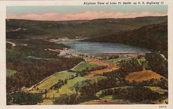 Arkansas Airplane View Of Lake Fort Smith On U S Highway 71 Curteich