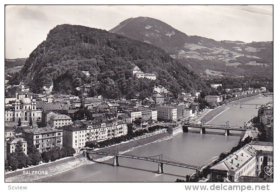 RP, Bird's Eye View, Bridges, Salzburg, Austria, 1920-1940s