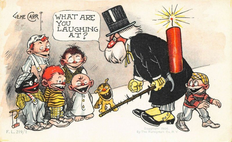 Artist Gene Carr 4th of July What Are You Laughing At? Firecracker Postcard 