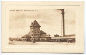 Manchester NH Railroad Station Train Depot Postcard