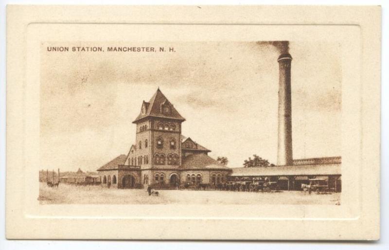 Manchester NH Railroad Station Train Depot Postcard