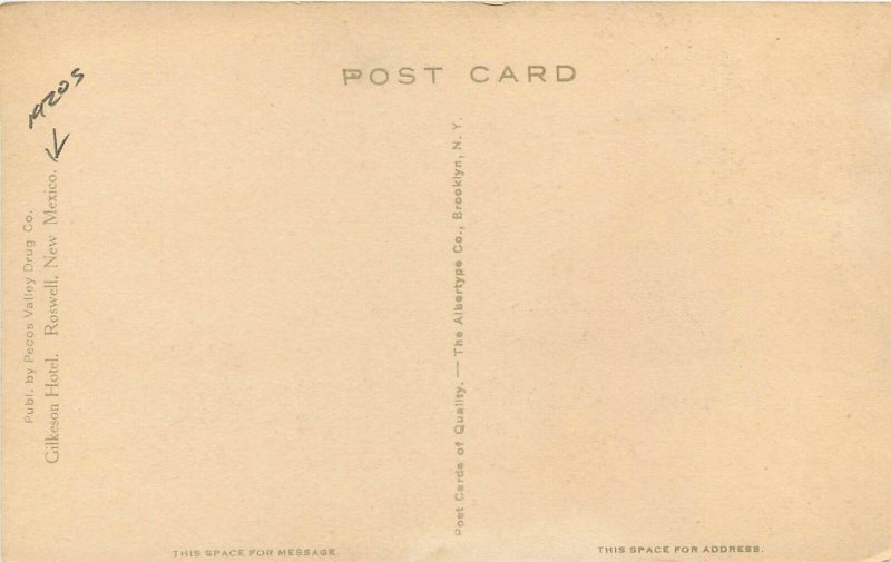 Postcard 1920s New Mexico Roswell Gilkeson Hotel Albertype roadside 22-12808