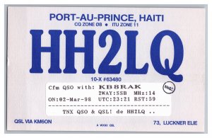 Postcard QSL CB Ham Radio Amateur Card From Port-Au-Prince Haiti HH2LQ