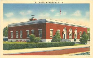 Sunbury PA Post Office Linen Postcard Unused