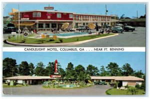 1957 Candlelight Motel & Restaurant Multiview Cars Columbus Georgia GA Postcard