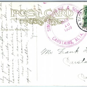 c1910s Carstairs, Alberta, Canada Purple Cancel Simon Downie & Son Postcard A172