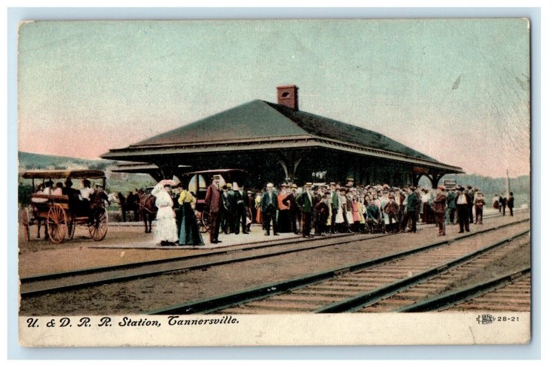 c1910's U. & D. R. R. Railroad Train Station Depot Tannersville NY Postcard