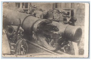 Europe Postcard Exploded Cannon Military Weapon c1910 Antique WW1 RPPC Photo