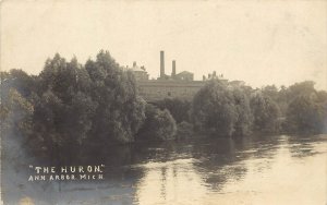 Ann Arbor MI Huron River Scene, Antique RPPC, Unposted, White Post Card Co.