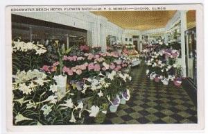 Florist Shop Edgewater Hotel Chicago IL 1943 postcard