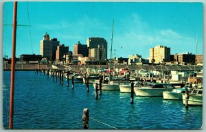 Boats at T-Head Corpus Christi Texas TX Chrome Postcard A12