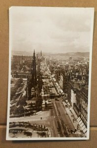 VINTAGE 1938 USED VALENTINE'S RPPC PC - PRINCES STREET, EDINBURGH, SCOTLAND