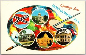 Montgomery Alabama, Colorful Painted, Famous Places, Greetings, Vintage Postcard