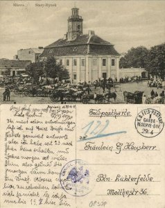 poland germany, MŁAWA, Stary-Rynek (1915) East Prussia, Feldpost, Postcard