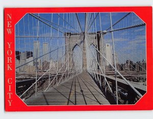 Postcard Lower Manhattan and Brooklyn Bridge, New York City, New York