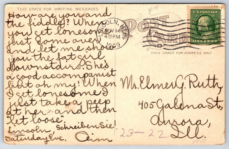 Lincoln Nebraska~State Penitentiary Bldg~Castle Architecture~PM 1909~Postcard