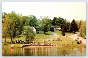 South Kent School, Connecticut, Summer Picnic at Pond, Old Cars Postcard  P1