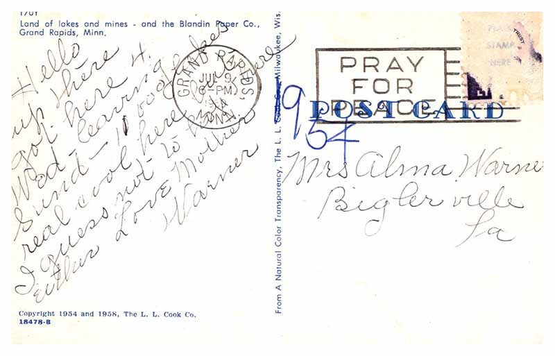 POSTCARD SCENE Grand Rapids Minnesota MN AQ0324